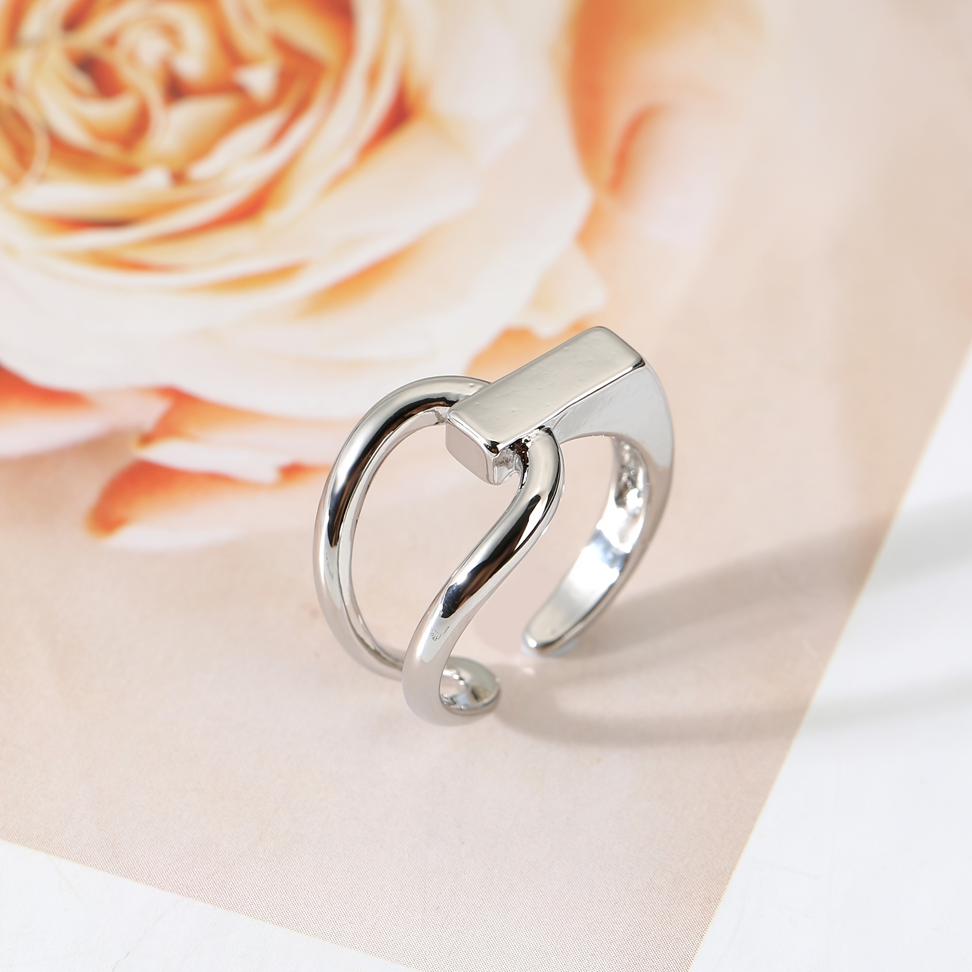 European & American Fashion Copper Minimalist Adjustable Open Ring